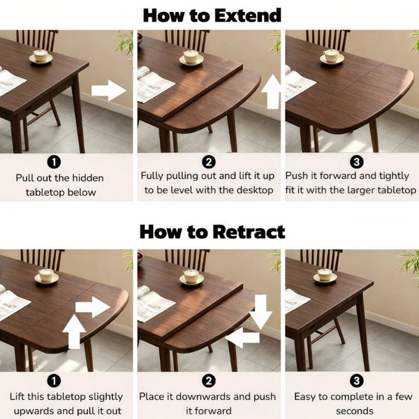 English Elm Solid Wood Extendable Dining Table Seats 4 to 10 with Butterfly Leaf Natural Grain W5881P505089