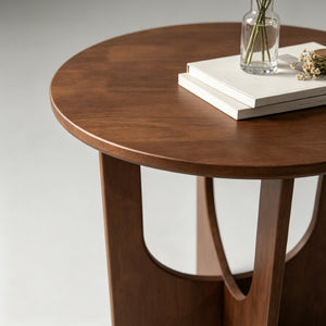 English Elm Solid Wood Round End Tables Set of Two Mid Century Modern Accent for Living Room Pack of 1 W5881P566684