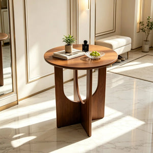 English Elm Solid Wood Round End Tables Set of Two Mid Century Modern Accent for Living Room Pack of 1 W5881P566684