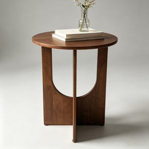 English Elm Solid Wood Round End Tables Set of Two Mid Century Modern Accent for Living Room Pack of 1 W5881P566684