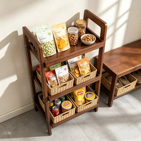 English Elm 100% Solid Rubberwood Three Tier Ladder Shelf Compact Bookcase for Small Spaces W5881P566730