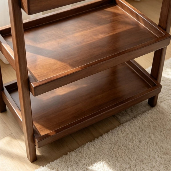 English Elm 100% Solid Rubberwood Three Tier Ladder Shelf Compact Bookcase for Small Spaces W5881P566730