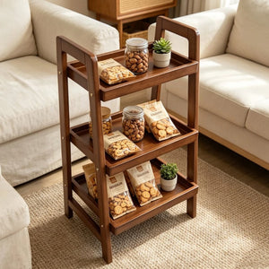 English Elm 100% Solid Rubberwood Three Tier Ladder Shelf Compact Bookcase for Small Spaces W5881P566730