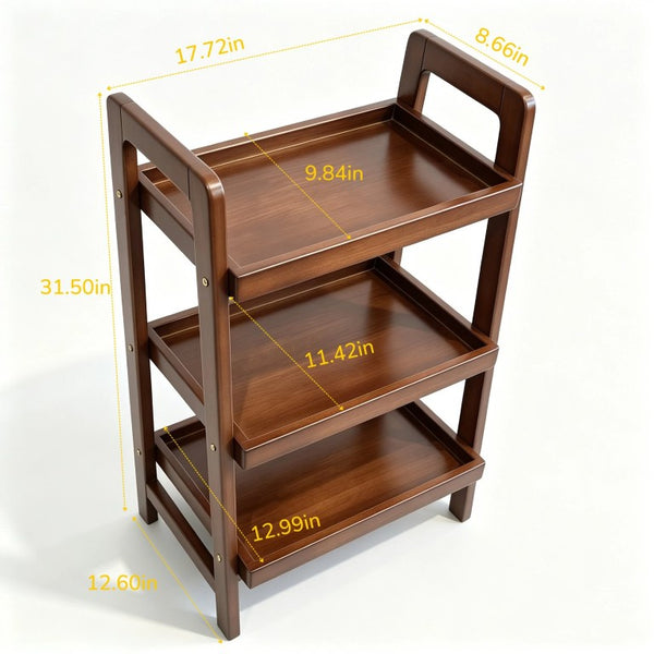 English Elm 100% Solid Rubberwood Three Tier Ladder Shelf Compact Bookcase for Small Spaces W5881P566730