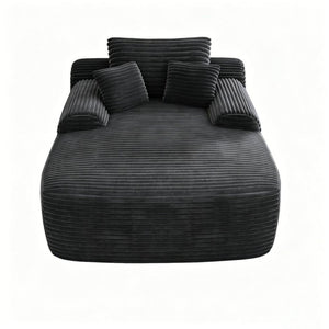 English Elm Convertible Corduroy Chaise Lounge Sleeper Chair with Cup Holder and Throw Pillows W5885P517224
