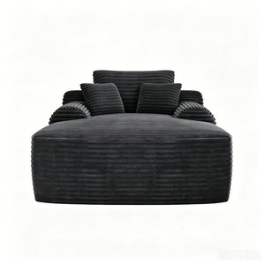 English Elm Convertible Corduroy Chaise Lounge Sleeper Chair with Cup Holder and Throw Pillows W5885P517224