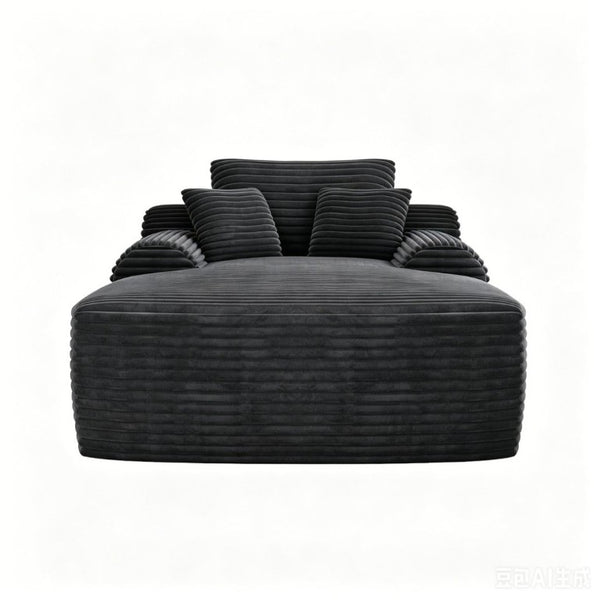 English Elm Convertible Corduroy Chaise Lounge Sleeper Chair with Cup Holder and Throw Pillows W5885P517224