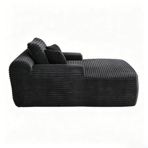 English Elm Convertible Corduroy Chaise Lounge Sleeper Chair with Cup Holder and Throw Pillows W5885P517224