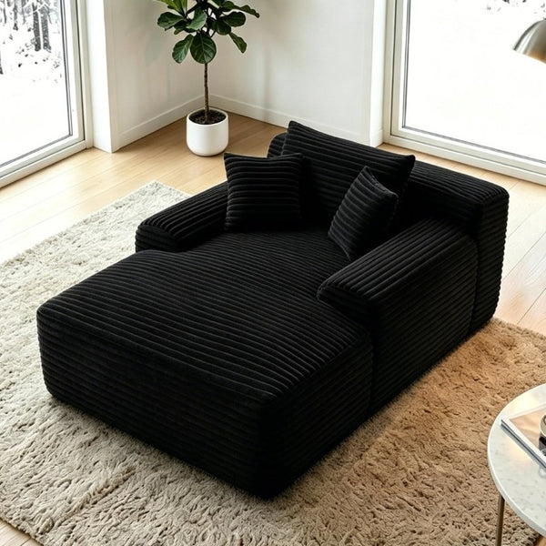 English Elm Convertible Corduroy Armchair Sleeper Sofa with Cup Holder and Throw Pillows Included W5885P517228