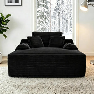 English Elm Convertible Corduroy Armchair Sleeper Sofa with Cup Holder and Throw Pillows Included W5885P517228