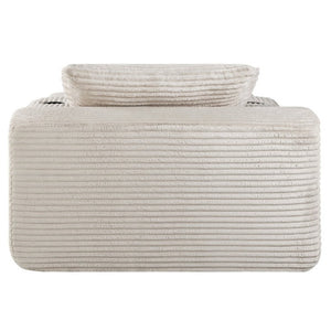 English Elm Convertible Corduroy Chaise Lounge Sleeper Chair with Cup Holder and Plush Armrest White W5885P517229