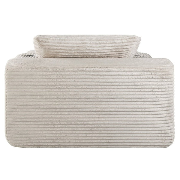 English Elm Convertible Corduroy Chaise Lounge Sleeper Chair with Cup Holder and Plush Armrest White W5885P517229