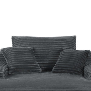 English Elm Convertible Corduroy Chaise Lounge Sleeper Chair with Cup Holder and Plush Armrest Grey W5885P517232