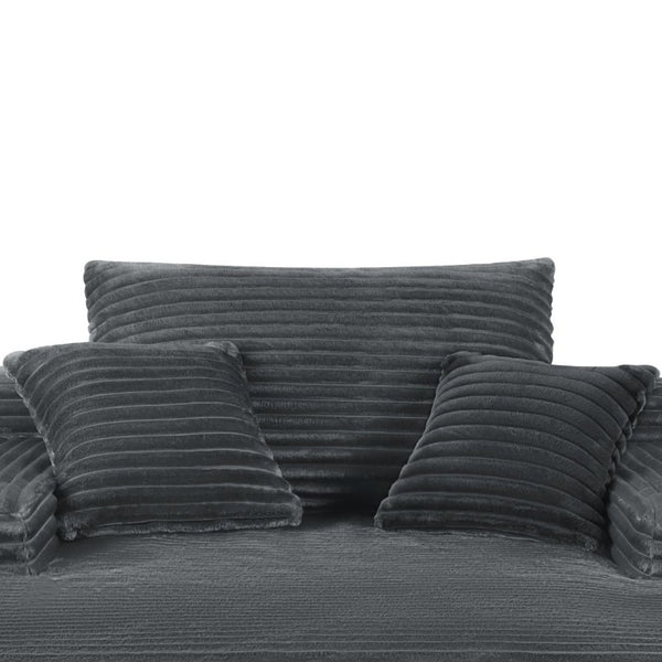 English Elm Convertible Corduroy Chaise Lounge Sleeper Chair with Cup Holder and Plush Armrest Grey W5885P517232