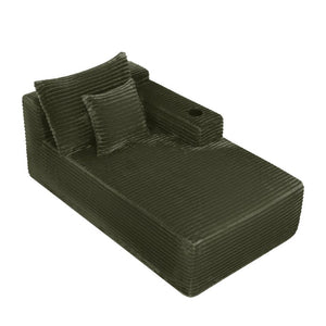 English Elm 37.5-Inch Velvet Chaise Lounge with Cup Holder and Plush Spring Cushioning for Living Rooms W5885P532122