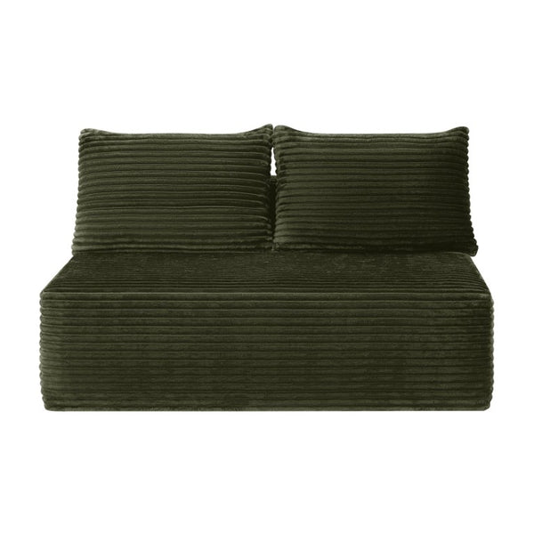English Elm 58-Inch Striped Corduroy Two Seat Chaise Lounge with Spring Padding for Living Rooms W5885P532123