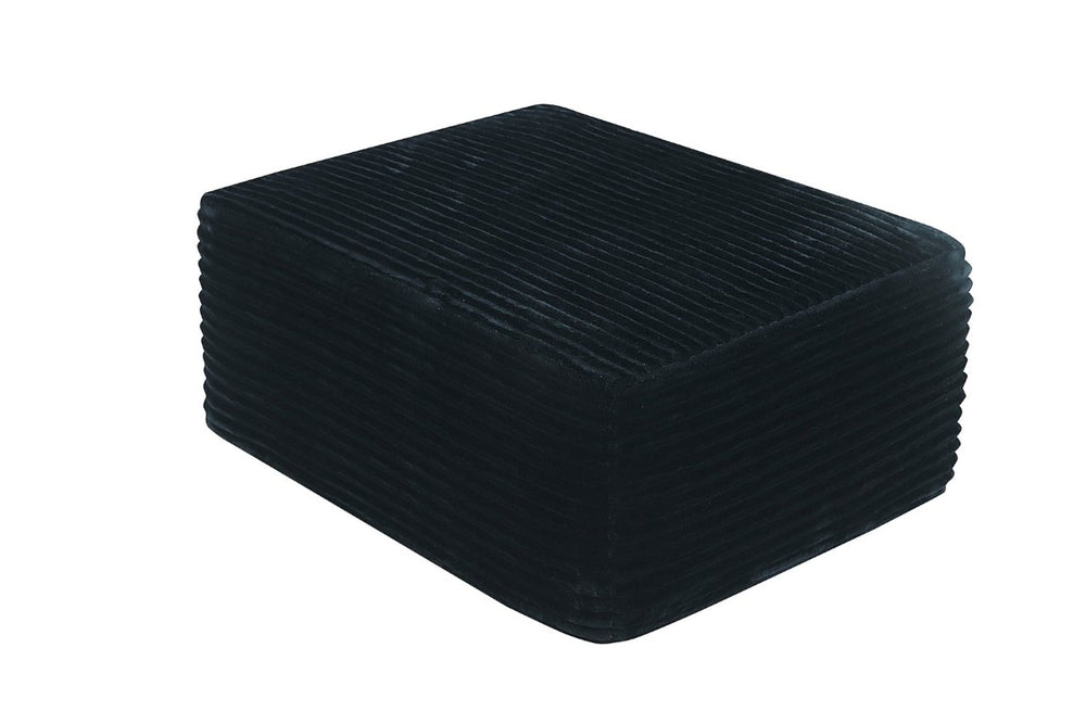 English Elm Ottoman-Plush-Grey Corduroy Footrest with Spring Support for Living Room or Bedroom Black W5885P532282