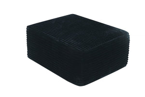 English Elm Ottoman-Plush-Grey Corduroy Footrest with Spring Support for Living Room or Bedroom Black W5885P532282