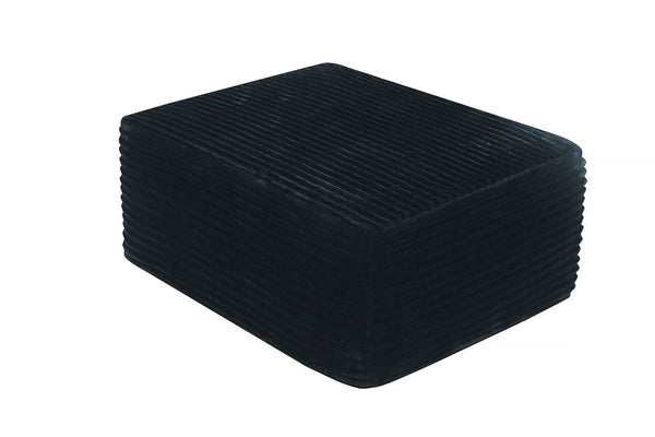 English Elm Ottoman-Plush-Grey Corduroy Footrest with Spring Support for Living Room or Bedroom Black W5885P532282