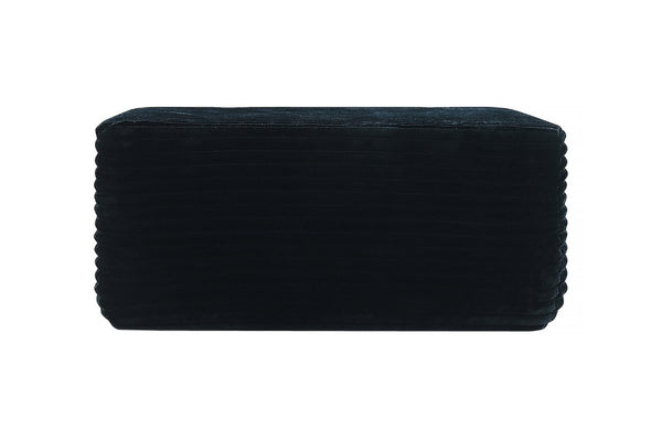 English Elm Ottoman-Plush-Grey Corduroy Footrest with Spring Support for Living Room or Bedroom Black W5885P532282