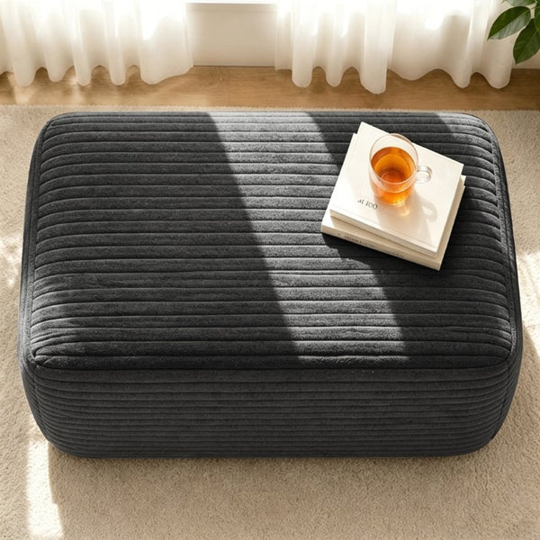 English Elm Ottoman-Plush-Grey Corduroy Footrest with Spring Support for Living Room or Bedroom Grey W5885P532284