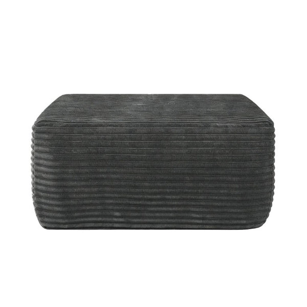 English Elm Ottoman-Plush-Grey Corduroy Footrest with Spring Support for Living Room or Bedroom Grey W5885P532284