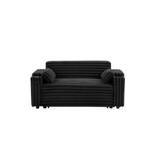 English Elm Black Corduroy Convertible Sofa with USB Port Storage and Guest Sleeping Surface W588P304275