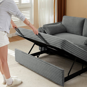 English Elm Dark Grey Fabric Sleeper Sofa with USB Charging Cup Holders for Guest Living Rooms W588P310109