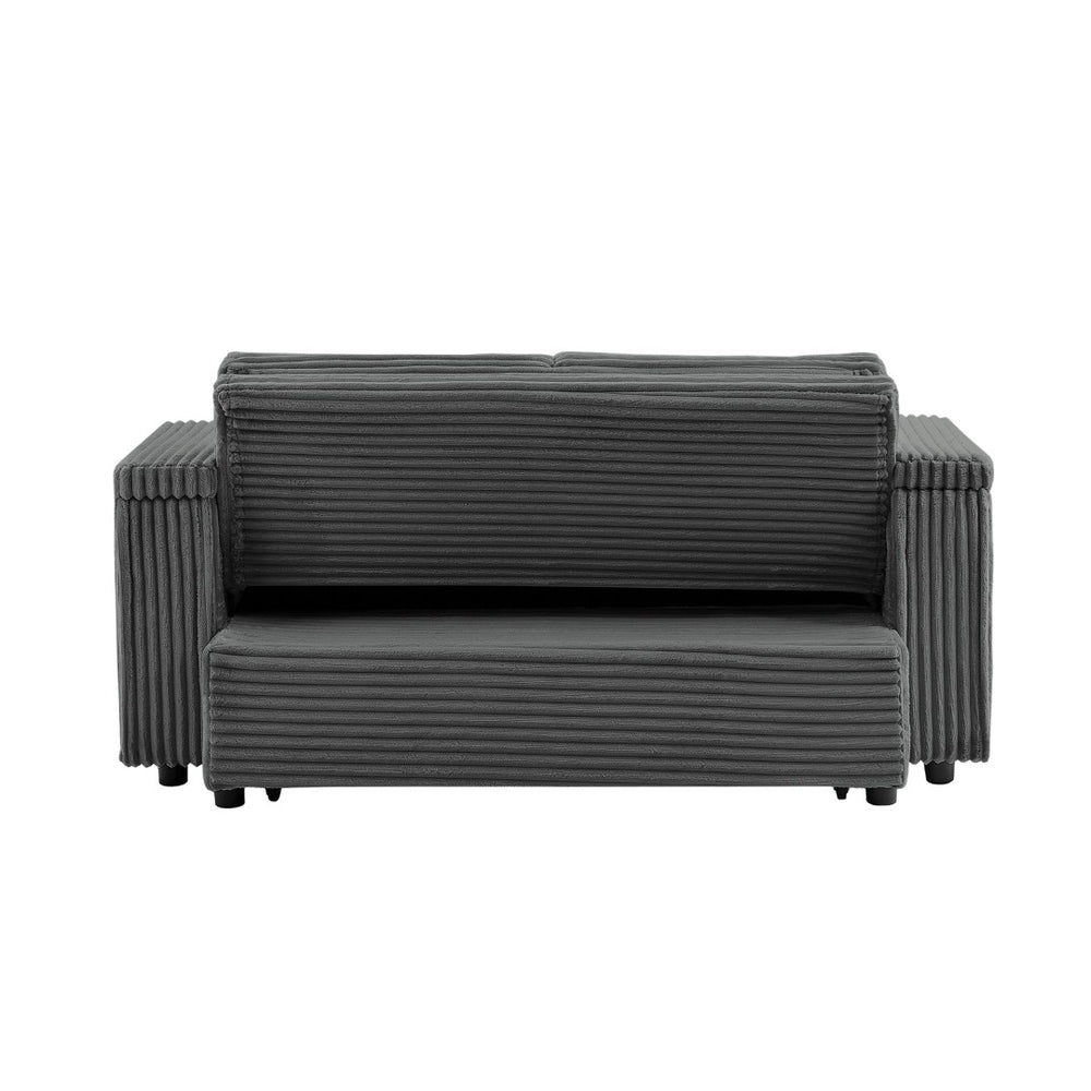 English Elm Dark Grey Fabric Sleeper Sofa with USB Charging Cup Holders for Guest Living Rooms W588P310109