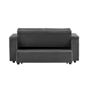 English Elm Dark Grey Fabric Sleeper Sofa with USB Charging Cup Holders for Guest Living Rooms W588P310109