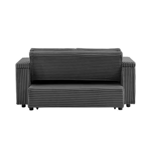 English Elm Dark Grey Fabric Sleeper Sofa with USB Charging Cup Holders for Guest Living Rooms W588P310109
