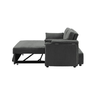 English Elm Dark Grey Fabric Sleeper Sofa with USB Charging Cup Holders for Guest Living Rooms W588P310109