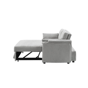 English Elm Light Grey Fabric Sleeper Sofa with USB Port Cup Holders and Adjustable Recline W588P311606