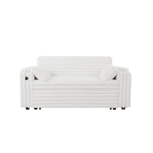 English Elm New Convertible Sleeper Loveseat with USB Charging Port and Cup Holder Armrests W588P445223