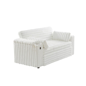 English Elm New Convertible Sleeper Loveseat with USB Charging Port and Cup Holder Armrests W588P445223