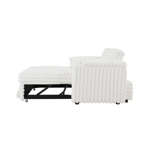 English Elm New Convertible Sleeper Loveseat with USB Charging Port and Cup Holder Armrests W588P445223