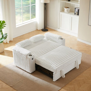 English Elm New Convertible Sleeper Loveseat with USB Charging Port and Cup Holder Armrests W588P445223