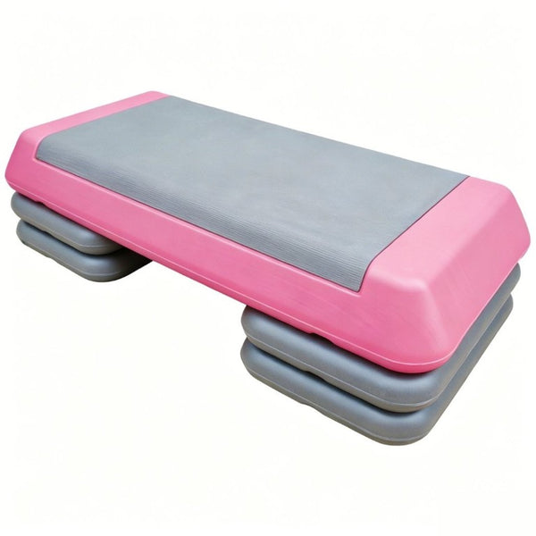 English Elm Adjustable Aerobic Step Platform with 4 Risers for Home Gym Cardio Training Pink+Grey W5916P514914
