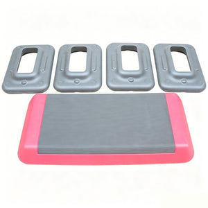 English Elm Adjustable Aerobic Step Platform with 4 Risers for Home Gym Cardio Training Pink+Grey W5916P514914
