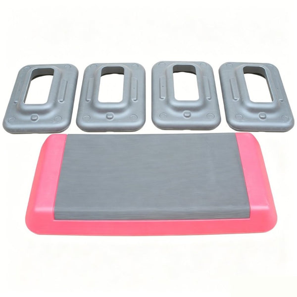 English Elm Adjustable Aerobic Step Platform with 4 Risers for Home Gym Cardio Training Pink+Grey W5916P514914