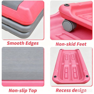 English Elm Adjustable Aerobic Step Platform with 4 Risers for Home Gym Cardio Training Pink+Grey W5916P514914