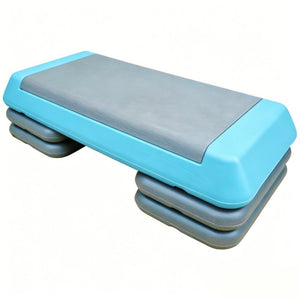 English Elm Adjustable Aerobic Step Platform with 4 Risers for Home Gym Cardio Training Grey-Blue W5916P514925