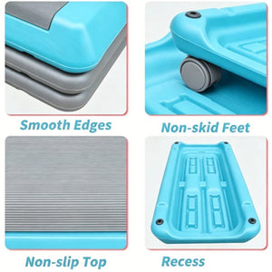 English Elm Adjustable Aerobic Step Platform with 4 Risers for Home Gym Cardio Training Grey-Blue W5916P514925