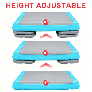 English Elm Adjustable Aerobic Step Platform with 4 Risers for Home Gym Cardio Training Grey-Blue W5916P514925