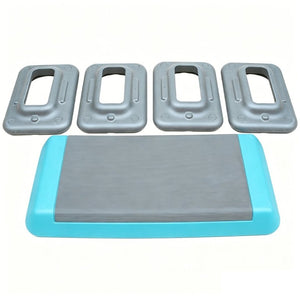 English Elm Adjustable Aerobic Step Platform with 4 Risers for Home Gym Cardio Training Grey-Blue W5916P514925