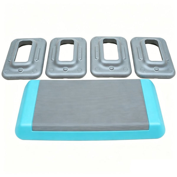 English Elm Adjustable Aerobic Step Platform with 4 Risers for Home Gym Cardio Training Grey-Blue W5916P514925