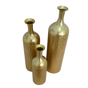 English Elm Decorative Gold Leaf Metal Floor Vase Trio Graduated Heights for Entryway Living Room W5977P521295