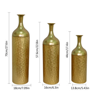 English Elm Decorative Gold Leaf Metal Floor Vase Trio Graduated Heights for Entryway Living Room W5977P521295