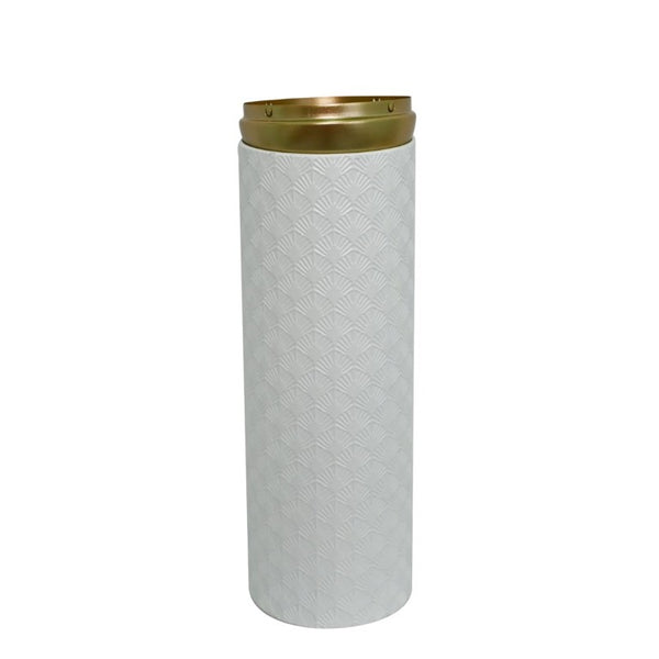 English Elm Decorative Floor Vase Set of 3 White Metal with Hand Applied Gold Leaf Pattern W5977P521297