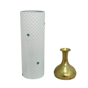 English Elm Decorative White Metal Floor Vase Trio with Hand Applied Gold Leaf for Entryways W5977P521298
